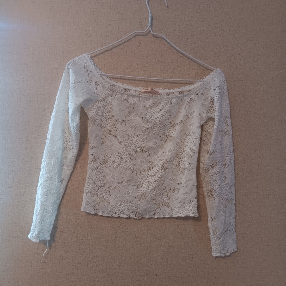 MistyRose  Off-Shoulder Lace Blouse in White Sz XS